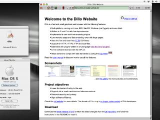 Dillo running on Mac OS X Tiger 10.4