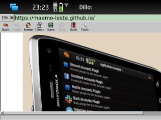 Dillo running on Maemo Leste in a Nokia N900